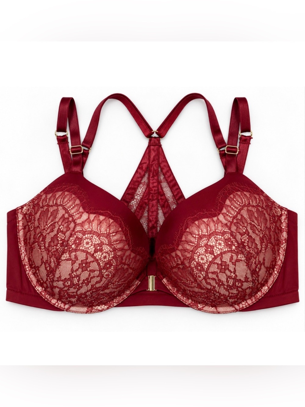 NEW VICTORIA'S SECRET VERY SEXY SATIN LACE RACERBACK FRONT CLOSE PUSH UP BRA 40D